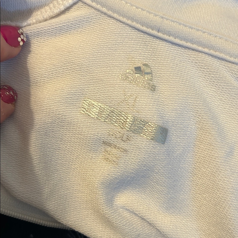 Adidas White Quarter-Zip Pullover with Black Stripes - Picture 10 of 10